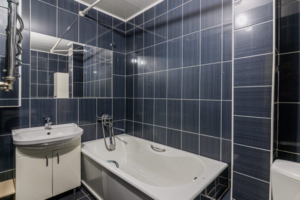 Russia, Moscow- December 05, 2019: interior room apartment modern bright cozy atmosphere. general cleaning, home decoration, preparation of house for sale. bathroom, sink, decoration elements, toilet